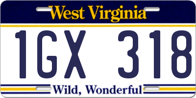 WV license plate 1GX318