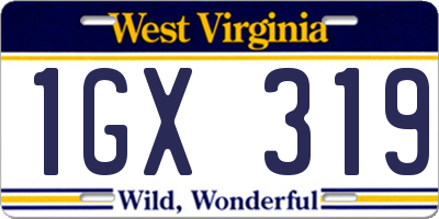 WV license plate 1GX319