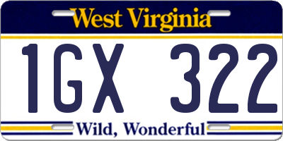 WV license plate 1GX322