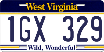 WV license plate 1GX329