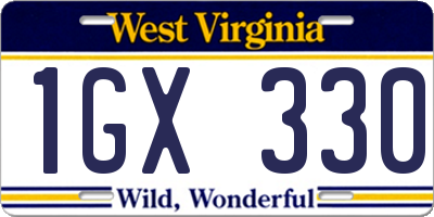 WV license plate 1GX330