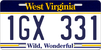 WV license plate 1GX331