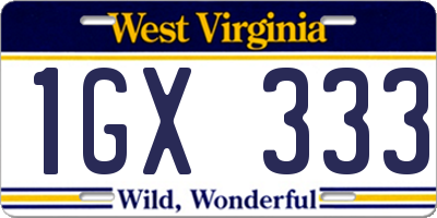 WV license plate 1GX333