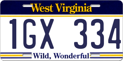 WV license plate 1GX334
