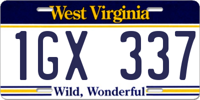 WV license plate 1GX337