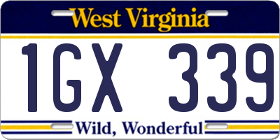 WV license plate 1GX339