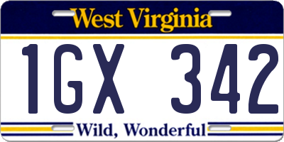 WV license plate 1GX342