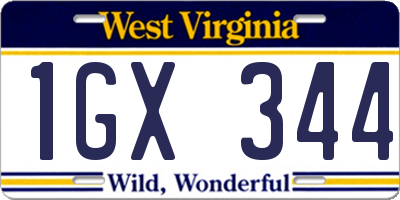 WV license plate 1GX344