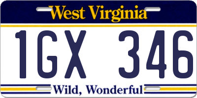 WV license plate 1GX346