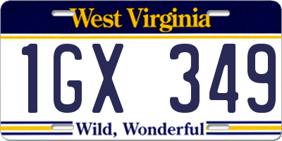 WV license plate 1GX349