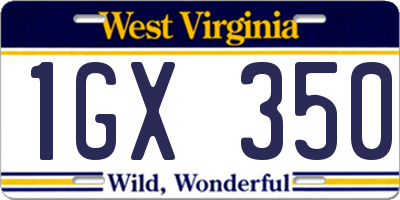 WV license plate 1GX350