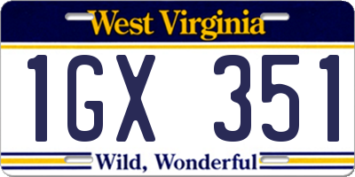 WV license plate 1GX351