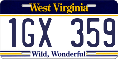 WV license plate 1GX359