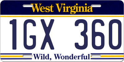 WV license plate 1GX360