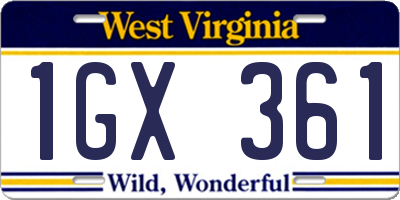 WV license plate 1GX361