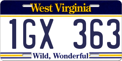 WV license plate 1GX363