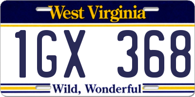 WV license plate 1GX368