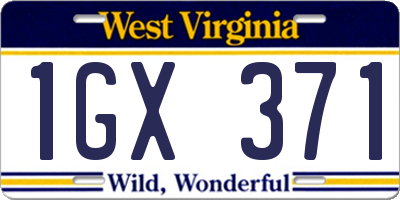 WV license plate 1GX371