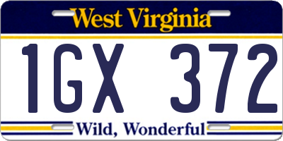WV license plate 1GX372