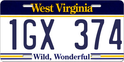 WV license plate 1GX374