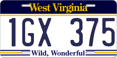 WV license plate 1GX375
