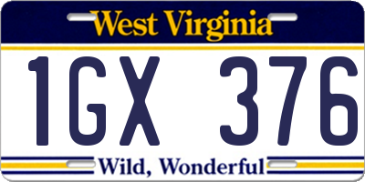 WV license plate 1GX376
