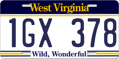 WV license plate 1GX378