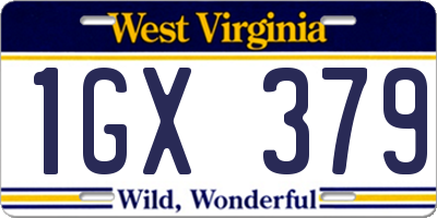 WV license plate 1GX379