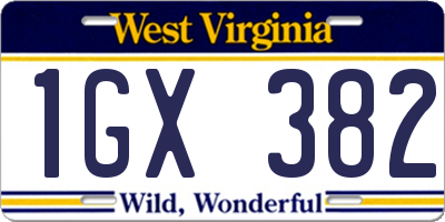 WV license plate 1GX382