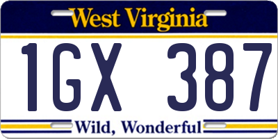 WV license plate 1GX387