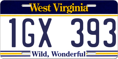 WV license plate 1GX393