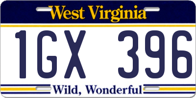 WV license plate 1GX396