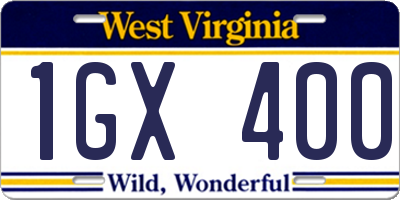 WV license plate 1GX400