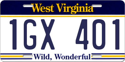 WV license plate 1GX401