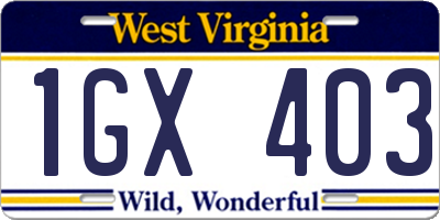 WV license plate 1GX403