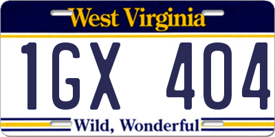 WV license plate 1GX404