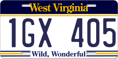 WV license plate 1GX405