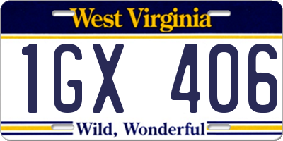 WV license plate 1GX406