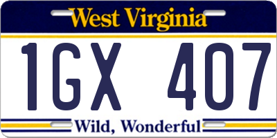 WV license plate 1GX407