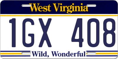WV license plate 1GX408
