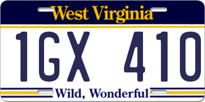 WV license plate 1GX410