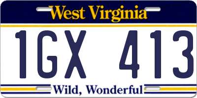 WV license plate 1GX413