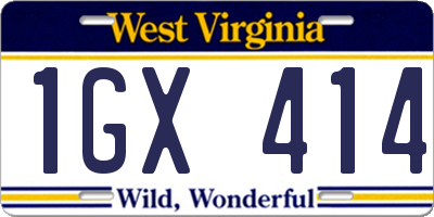 WV license plate 1GX414
