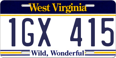 WV license plate 1GX415
