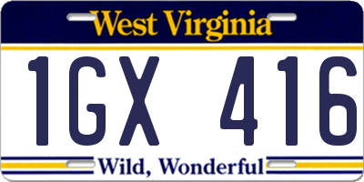 WV license plate 1GX416