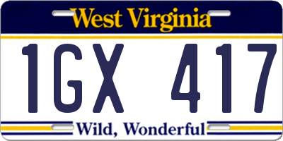 WV license plate 1GX417