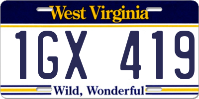 WV license plate 1GX419