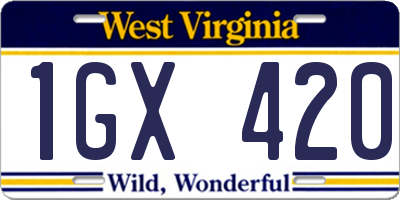 WV license plate 1GX420