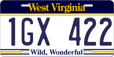 WV license plate 1GX422