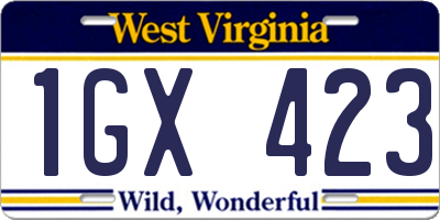 WV license plate 1GX423